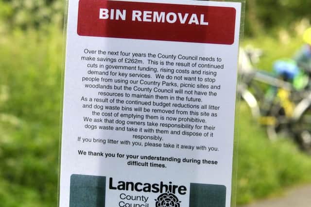 The 'Bin Removal' sign on the pathway at Penwortham
