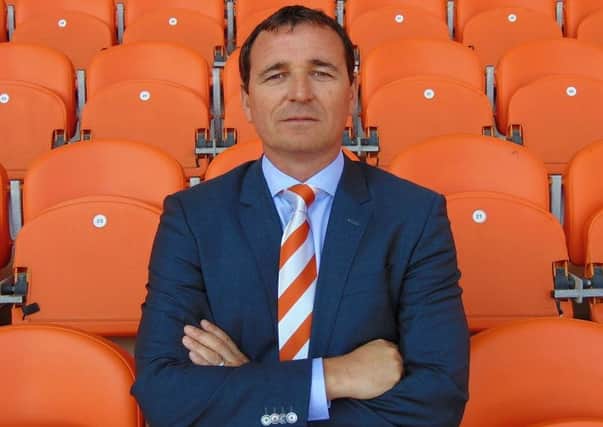 Gary Bowyer at Bloomfield Road today (Picture: @BlackpoolFC)