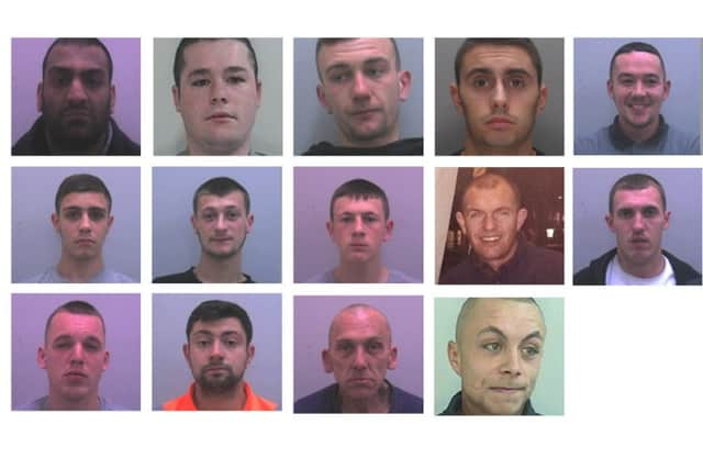 A montage of the drugs gang from Preston's Callon estate and Liverpool. They were jailed for almost 90 years in total by Judge Heather Lloyd at Preston Crown Court