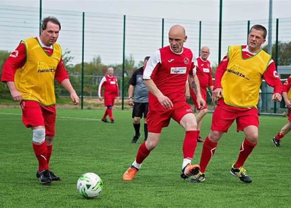 The Fleetwood Flyers Walking Football Club team in action.