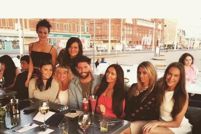 Sam, pictured here with Charlotte Dawson and other pals, enjoyed one final night out before his adventure began (Pic: Facebook/Sam Giffen)