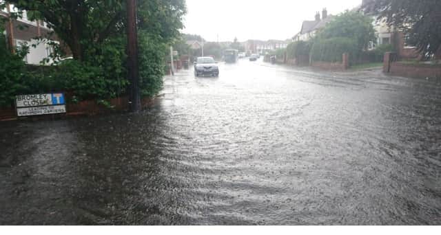 Flash flooding at the corner of Warley Road and Bromley Road