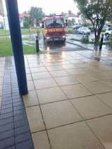 Readers' pictures from flash flooding in Blackpool in June. Fire engine outside Unity Academy. CREDIT: Sarah Vesey