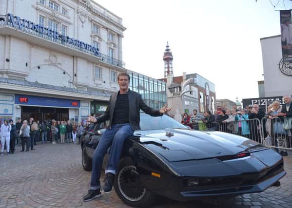 David Hasselhoff with his automotive Knightrider sidekick Kitt on a visit to Blackpool last year
