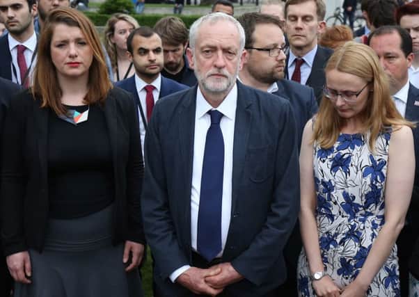 Cat Smith, right, with Jeremy Corbyn paying tribute to murdered MP Jo Cox
