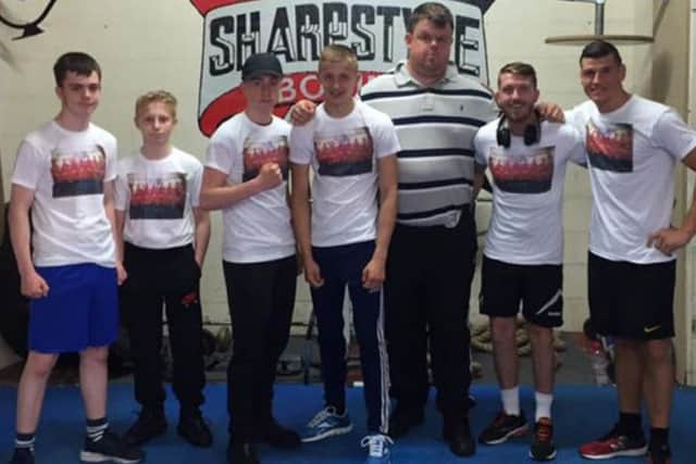 Sharpstyles Big Ryan with Scott Cardle and other members of the successful boxing and fitness club