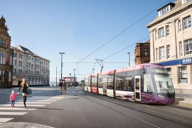 An artists impression of trams in Talbot Square