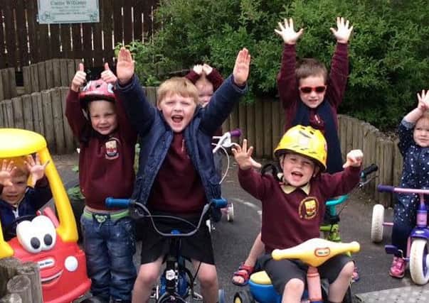 Nursery pupils at St Teresa's Catholic School cycled sponsored laps around the playground to raise Â£4,000 for Meningitis Now