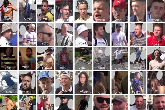 Composite photos issued by the National Police Chiefs' Council of some of the England football fans suspected of being involved in violence in Marseille, France, ahead of England's Euro 2016 game against Russia