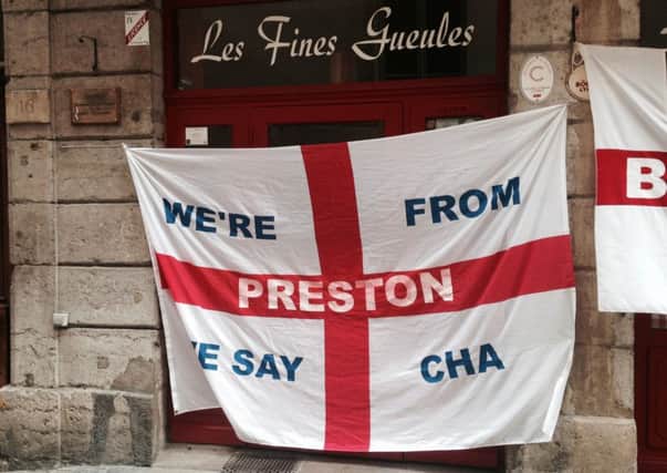 A PNE flag in the Vieux Lyon district at Euro 2016