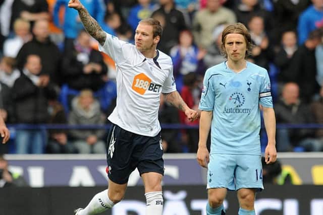 Gretar Steinsson playing for Bolton in the Premier League