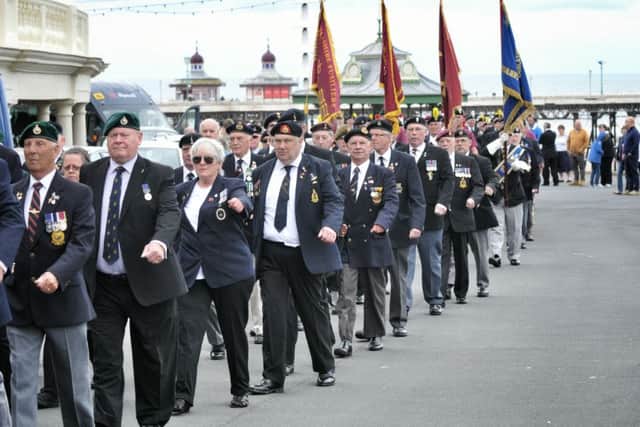 Picture by Julian Brown 26/06/16

The start of the parade at the end of the service

The Armed Forces are honoured at a service and parade at Blackpool Cenotaph