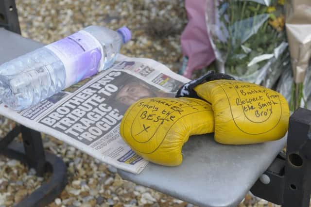 A pair of signed boxing gloves were among the items left outside Kris' home in Osborne Road, Blackpool