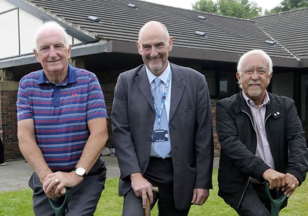 Former Manchester Untied footballer Alex Stepney, senior partner Dr Steve Lynch and Ian Gibson, chairman of the Patient Forum