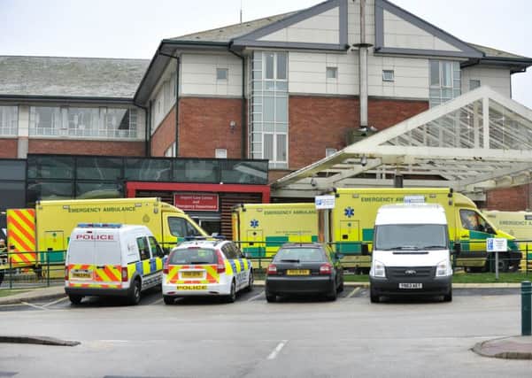 Picture by Julian Brown 21/01/16

GV view of ambulances at the A & E Dept at Blackpool Victoria Hospital

NB Picture taken from the pavement