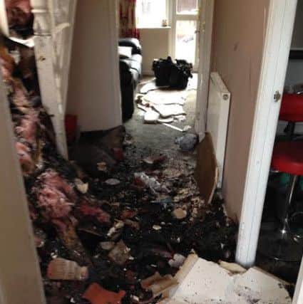 An internal shot of the damage at the Haydons home
