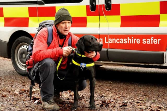 Lancashire rescue dog Sidney in training with handler Jon Hardman