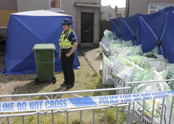 Police are digging in Knowsley Crescent , Thornton