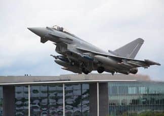 Typhoon takes to the air with its payload at Farnborough