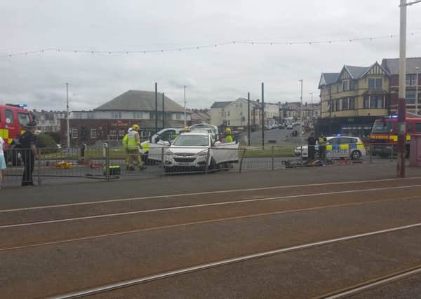 Scene of a road accident at Gynn Square in Blackpool. Photo: Jay Johnson-Allen