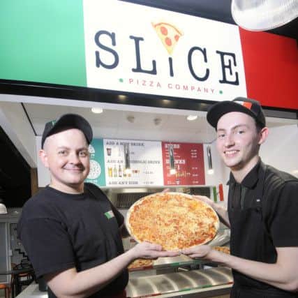 Opening of new food court on South Promenade.  John Irving and Stuart Evans from Slice Pizza Company.