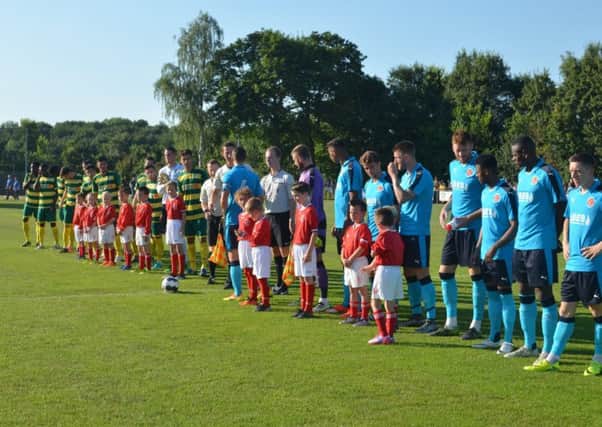 Fleetwood line-up against Fortuna Sittard in their brand new light blue away kit
