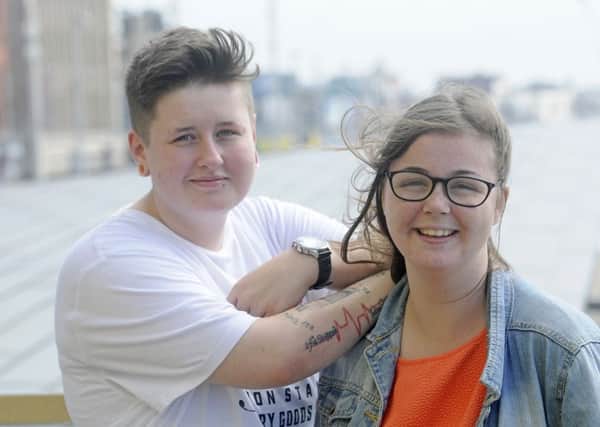 Blackpool youngsters celebrate after securing Â£10m of Lottery funding for the town's Headstart programme.  Pictured are Oliver Gibbs and Sophie Ellis.