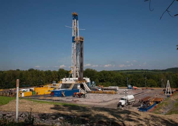 A fracking rig