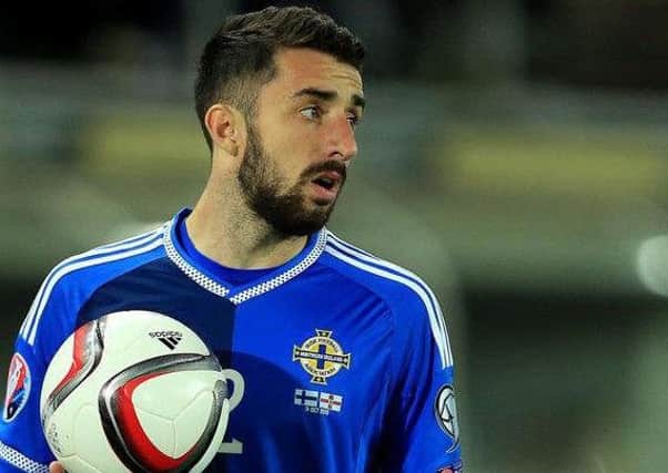 Fleetwood Town defender Conor McLaughlin, playing for Northern Ireland