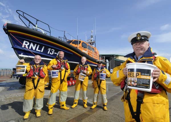 LSA Lifeboat station launching an appeal for Â£275,000 for a new lifeboat.  Pictured is coxswain Gary Bird with Phil Da Silva, Tom Stuart, Andy Coyle and Ben McGarry.