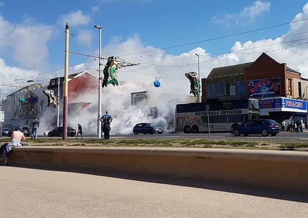 No passengers were on board the coach, which caught fire on the Prom close to Central Pier earlier today (Pic: Natalie Graham)