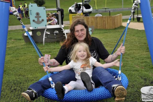 Janet Young and daughter Sapphire Young, four from Blackpool at the George Bancroft Park fun day