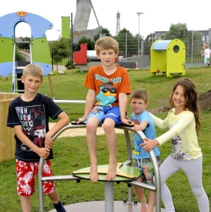from left, Joshua Green, ten, Jacob Green, seven, Joseph Green, five and Megan Green, eight from Blackpool at the George Bancroft Park fun day