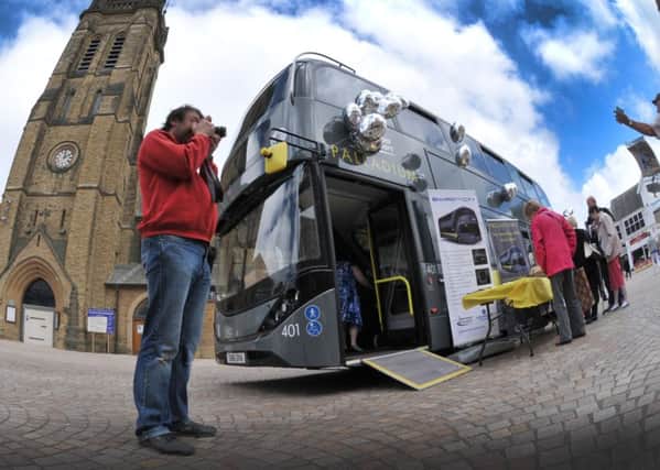 Photo Neil Cross
One of Blackpool Transport's 10 brand new double decker buses in St John's Square
Bus enthusiast Scott Poole came from Harrogate to view the new bus