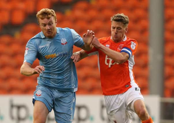 Jim McAlister scored his first goal for Blackpool against Bolton Wanderers on Tuesday