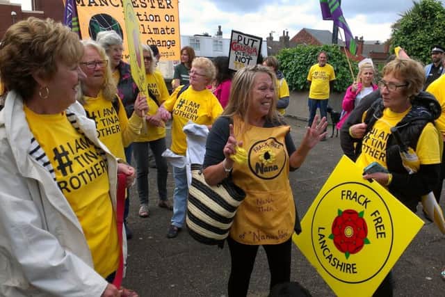 Members of Frack Free Lancashire protest