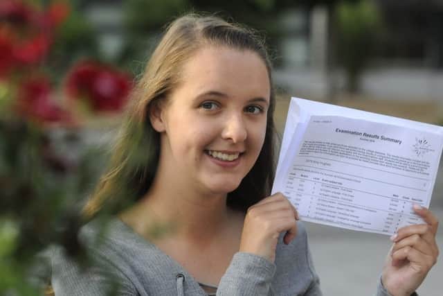 A Level Results Day - Blackpool Sixth Form College.  Pictured is Amy Hughes.