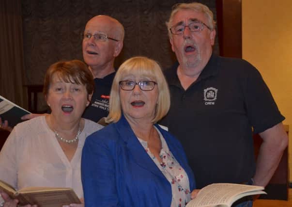 Teresa Mallabone, Ian Edmundson, Rosemary Roe and Jeff Redfern in rehearsal for the Fylde Coast Players' production of Quartet