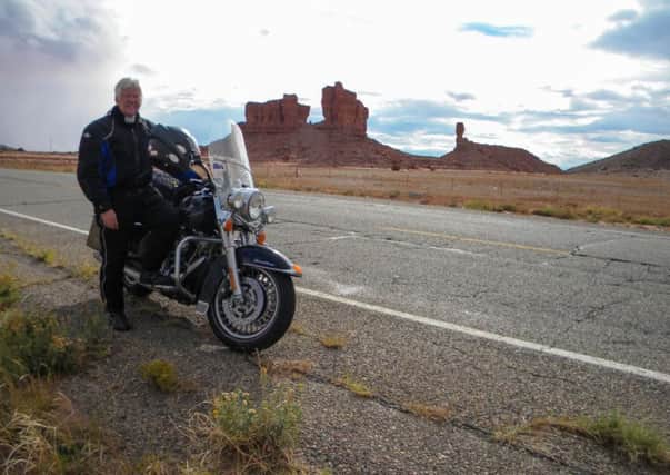 Blakcpool born Steve Starling with his Harley in the USA