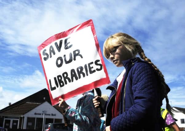 Children and staff from Northfold and Manor Beach Primary Schools protested against the proposed closure of the libraries in Cleveleys and Thornton