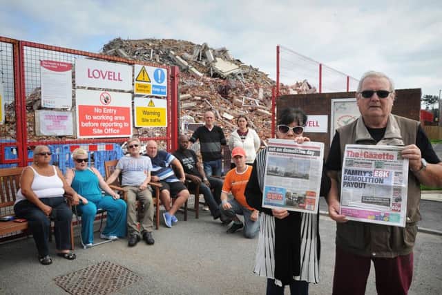 Devonshire House residents protesting over the £8,000 payout made by Lovell to one family in the area