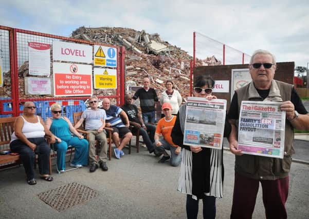 Devonshire House residents protesting over the Â£8,000 payout made by Lovell to one family in the area