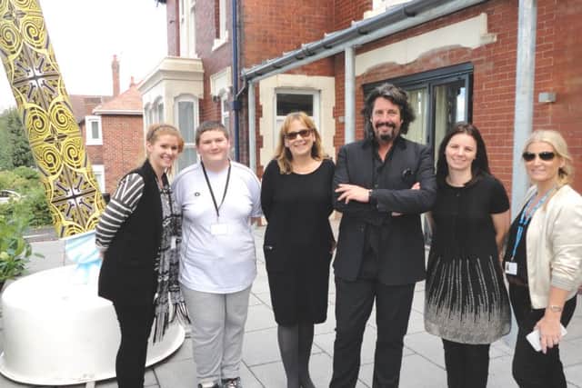 Carer's champion Liam Quinn, at that stick of rock, with Camilla Ball, Michelle Smith, Faye Atherton, Liam and - I suspect - a nameless fan with Laurence Llewelyn Bowen.
