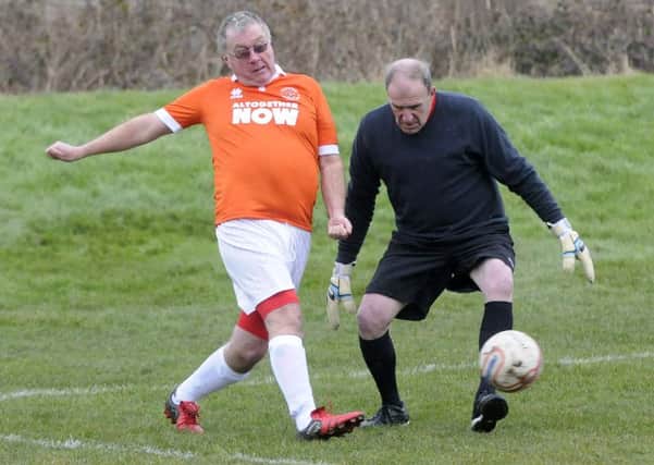 Age UK Lancashire's walking football competition at Lytham Town FC.  Les Turner for Blackpool.