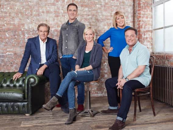 The cast of the returning ITV hit Cold Feet. From left, Robert Bathurst, James Nesbitt, Hermione Norris, Fay Ripley and John Thomson