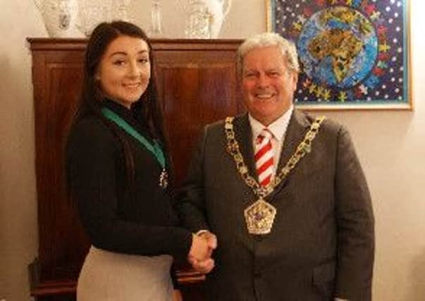 The new Youth Mayor of Wyre, Jessica Basquill with Mayor of Wyre Coun Terry Lees