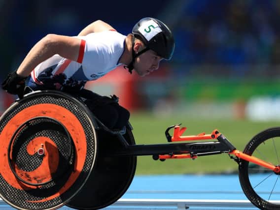 Team GB's Isaac Towers competing in the T34 800m heats.