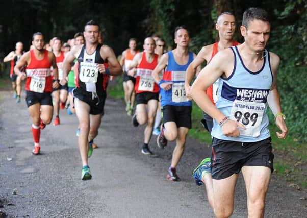 James Mulvaney leads out theRed Rose Inter Club race at Worden Park