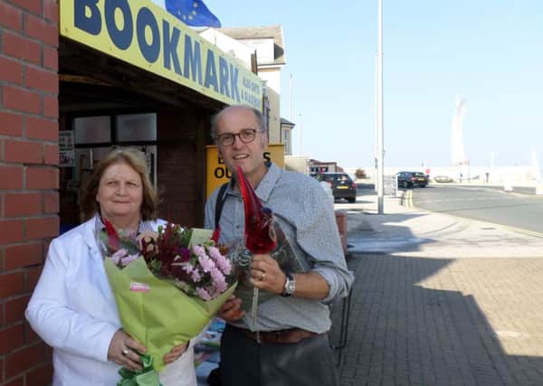 Barbara and Nick Ward outside their shop Bookmark