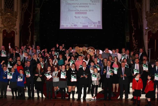The Gazette Education Awards 2015 at The Blackpool Tower Ballroom.
All the Winners and Finalists on the stage.
30th November 2015